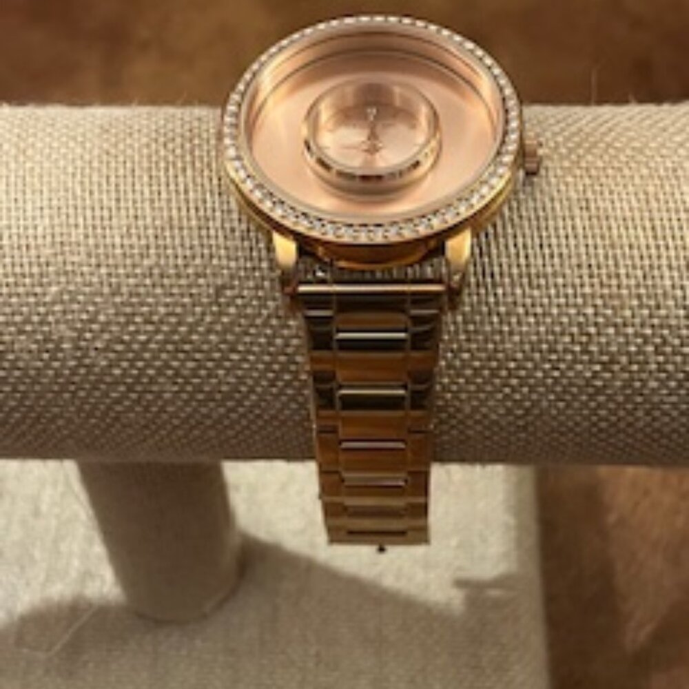 Origami Owl ROSE GOLD Watch, Rhinestones, link band, foldover clasp
